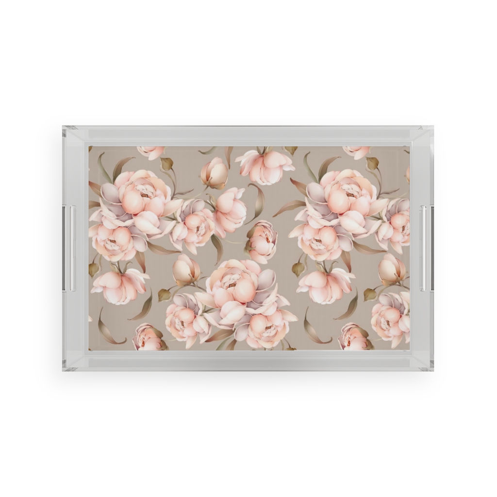 Peony Bliss Acrylic Serving Tray