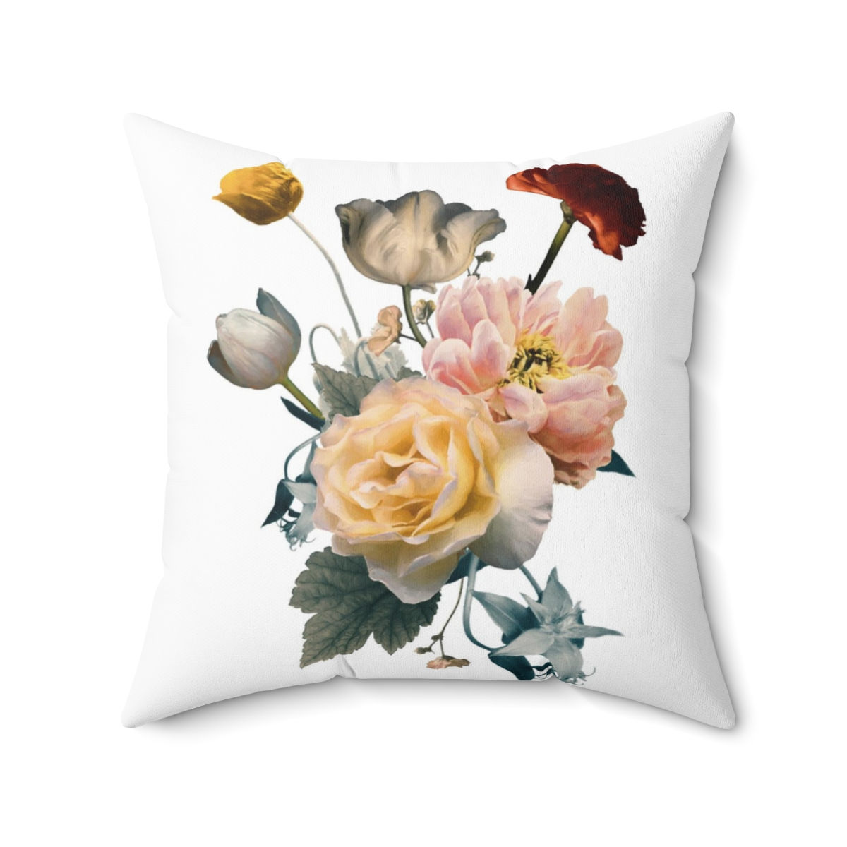 Real Floral Bouquet Spun Polyester Square Pillow