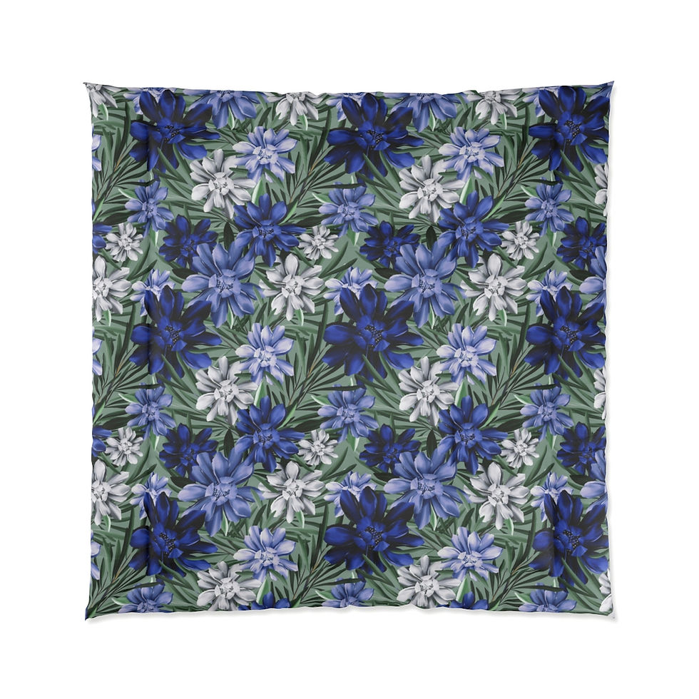 Thumbnail: Kiss of Spring on Sage Background Comforter