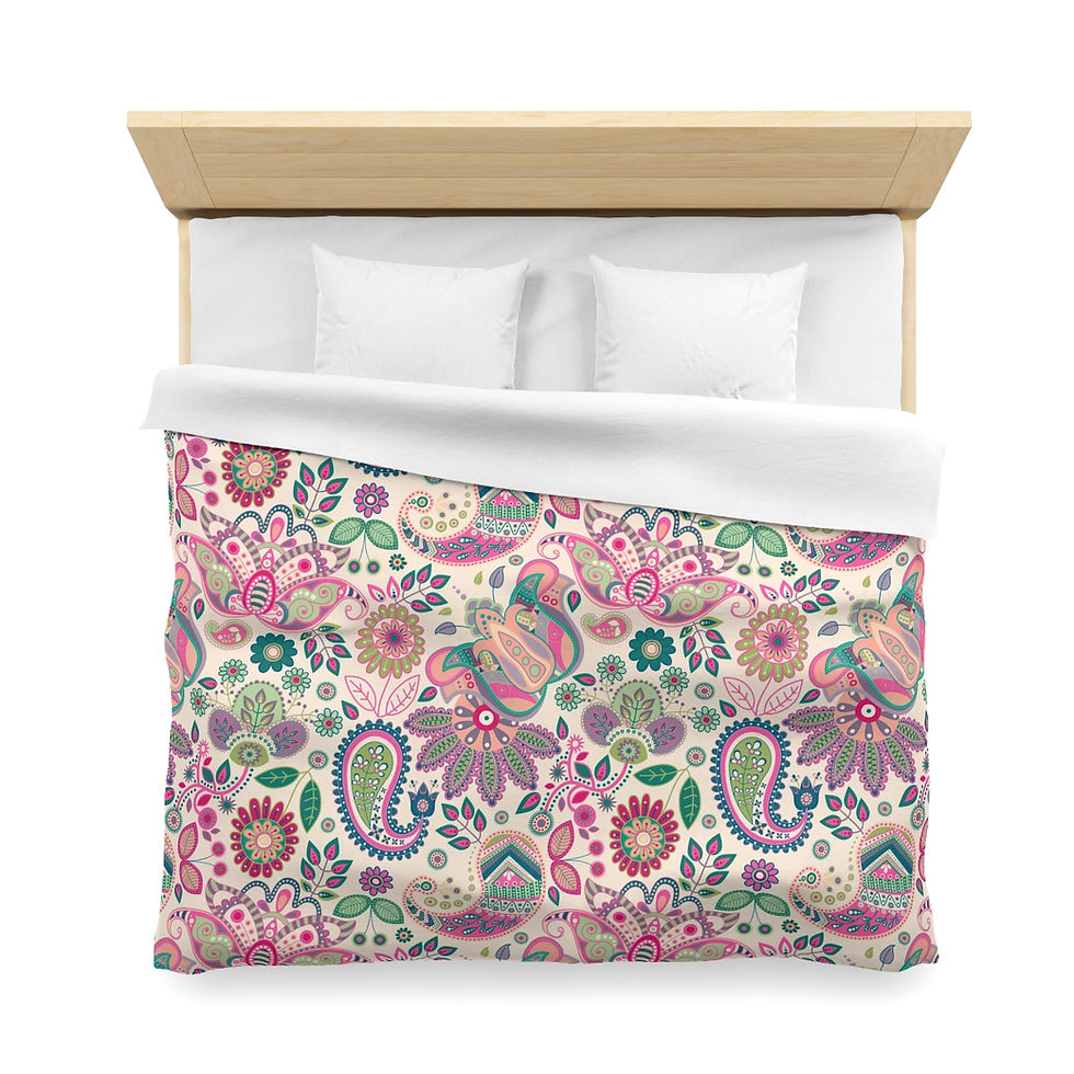 Thumbnail: Pink Paisley Microfiber Duvet Cover