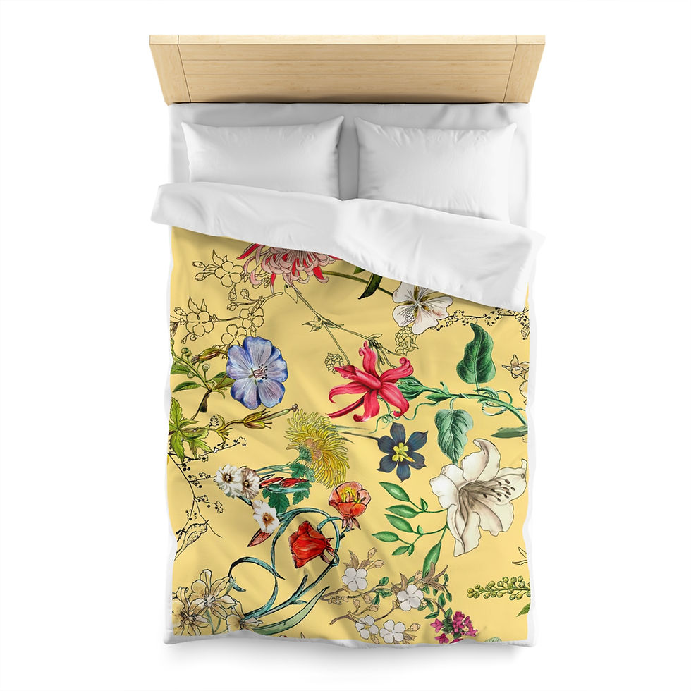 Thumbnail: Floral Vintage Yellow Microfiber Duvet Cover