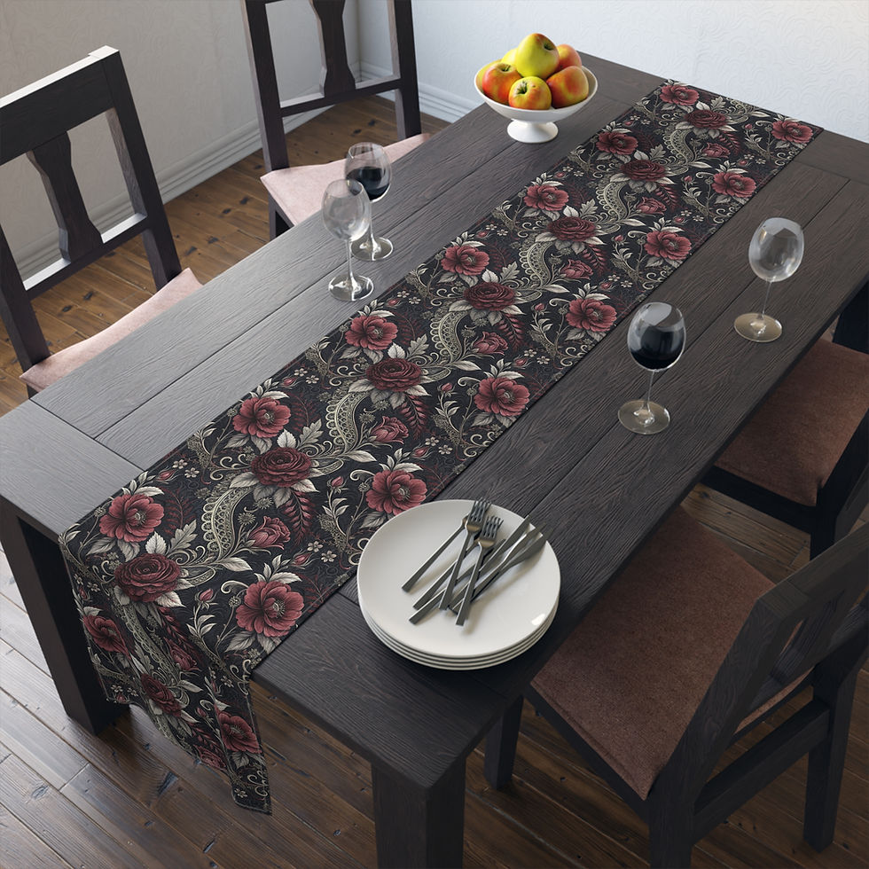 Thumbnail: Rose Paisley Table Runner — Vintage Rose Cotton-Poly Décor