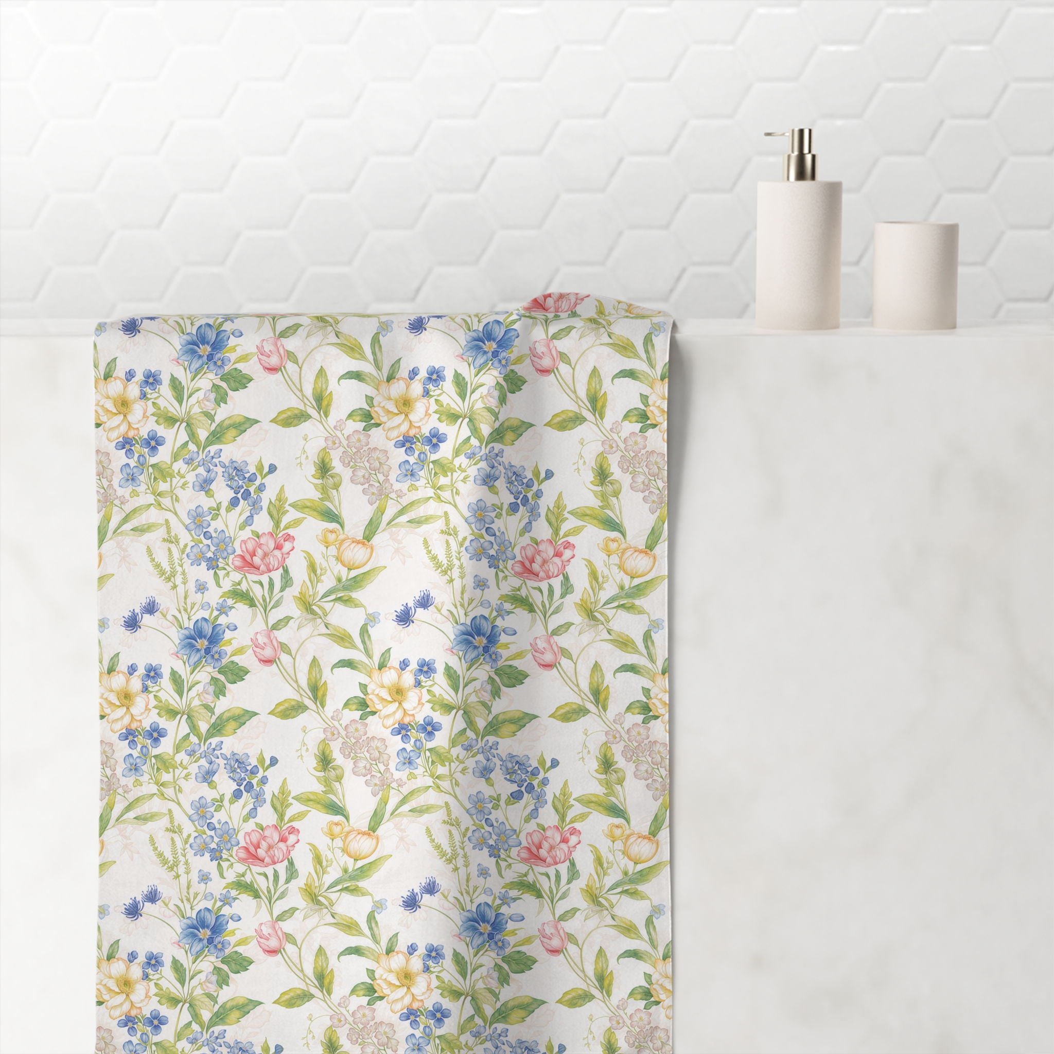Melody's Garden Mink-Cotton Towel | Soft Bath Towel, Floral Design