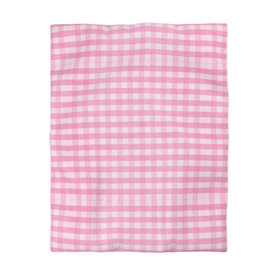 Thumbnail: Gingham PINK Microfiber Duvet Cover