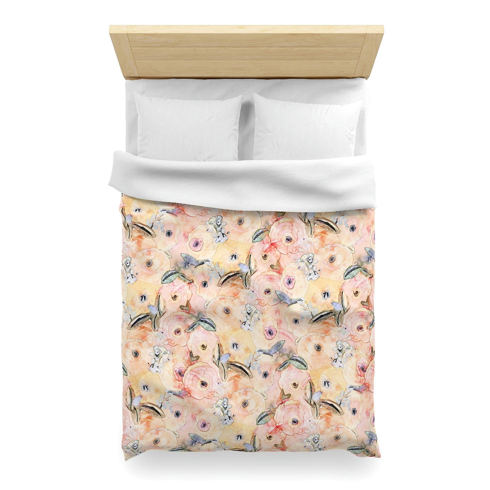 Thumbnail: Abstract Peachy Roses Microfiber Duvet Cover