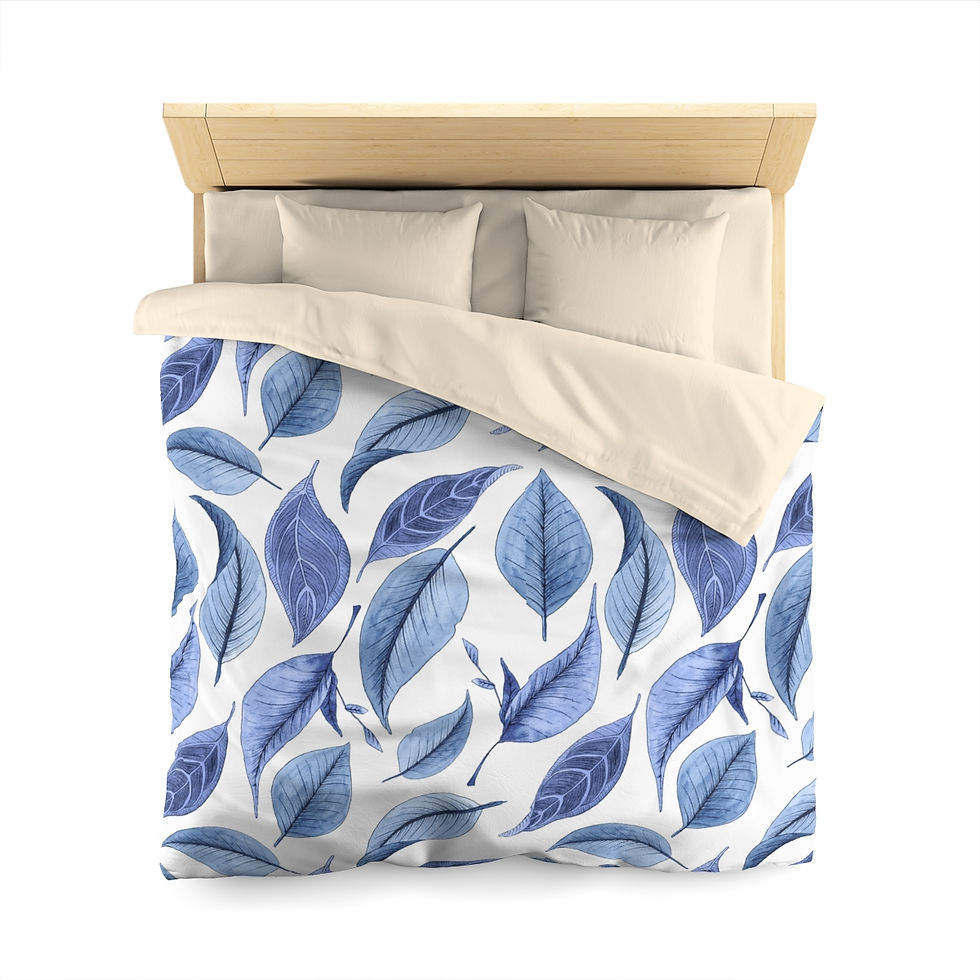 Thumbnail: Blue Leaves Microfiber Duvet Cover