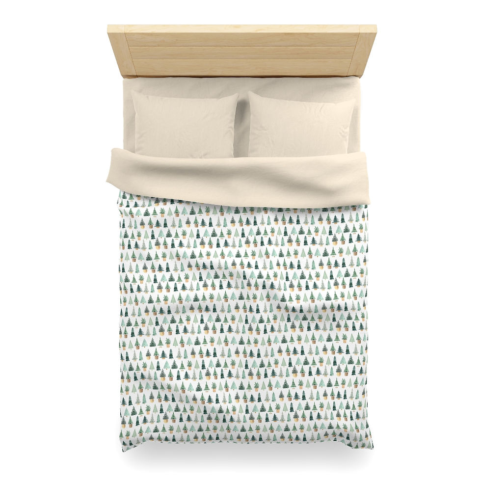 Thumbnail: Little Christmas Trees in the Snow  Microfiber Duvet Cover