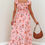 Thumbnail: Ruffled Smocked Cap Sleeve Printed Maxi Dress