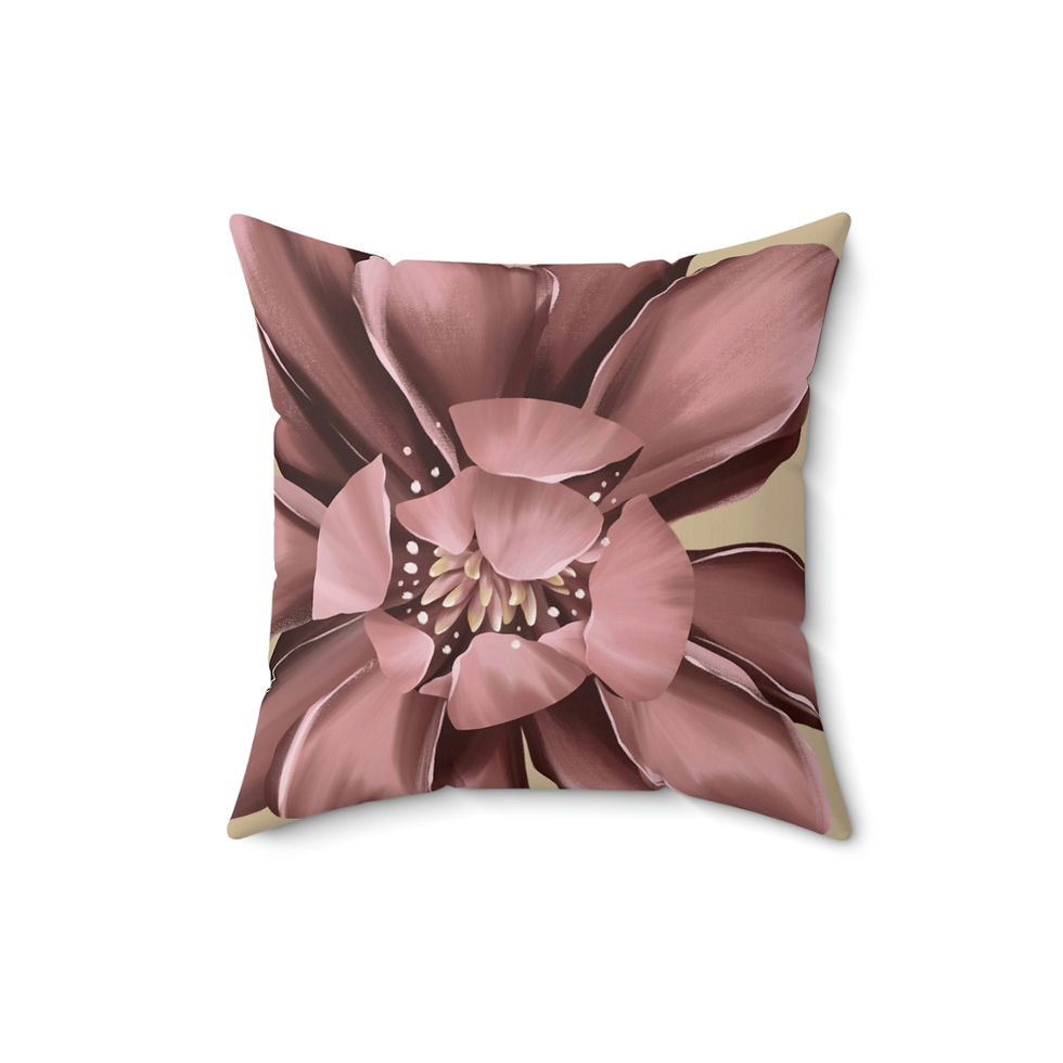 Thumbnail: Kiss of Spring (Maroon/Pink?creme) (Tan Background) Faux Suede Square Pillow