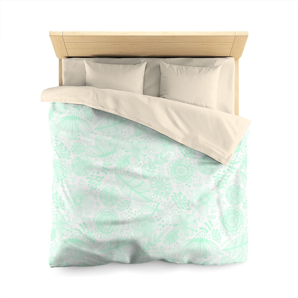 Thumbnail: Hint of Mint Garden Microfiber Duvet Cover