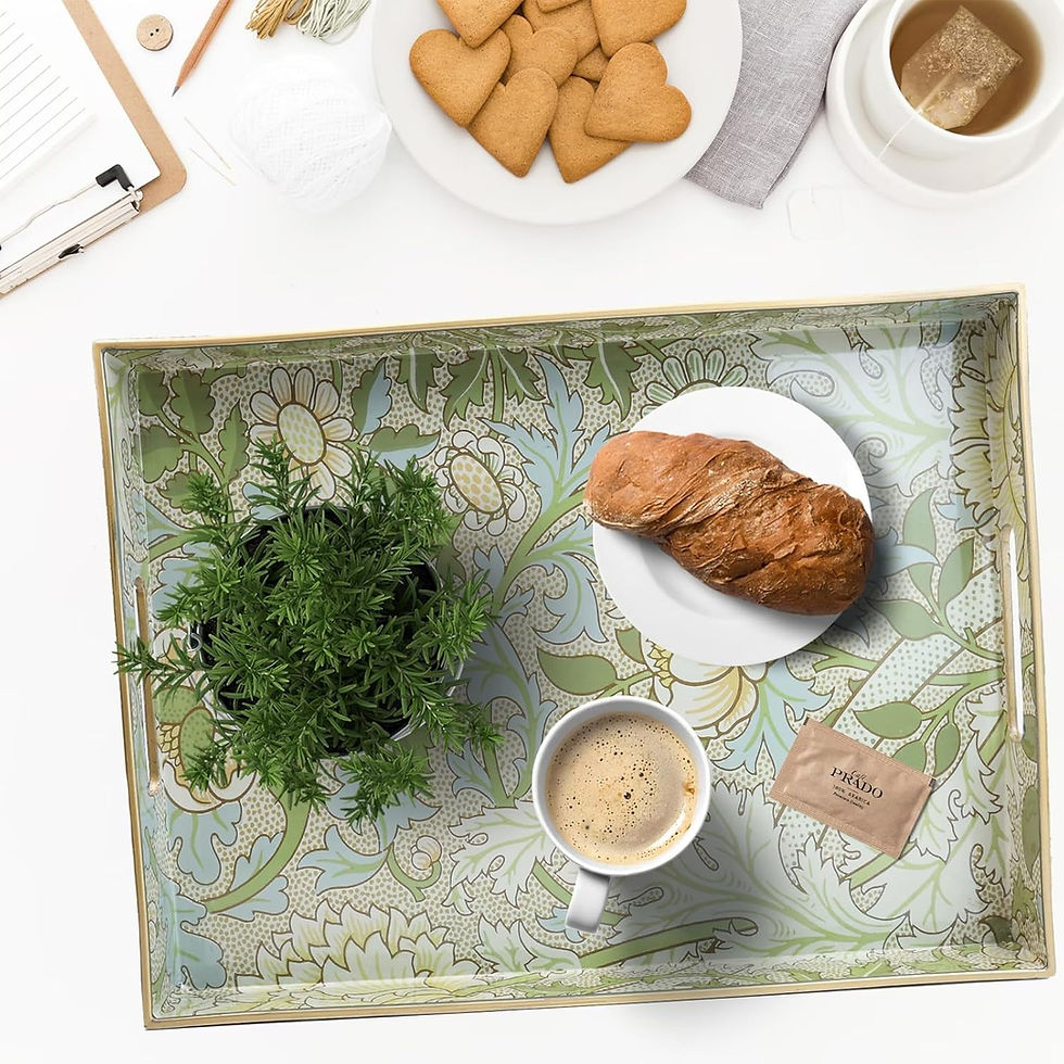 Thumbnail: Spsyrine Serving Tray with Handles, Plastic Decorative Tray for Coffee Table, L
