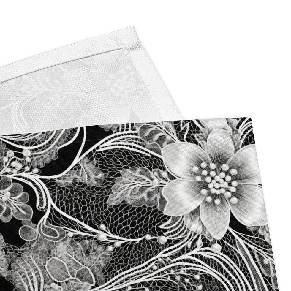Thumbnail: Black and White Floral Cloth napkin set