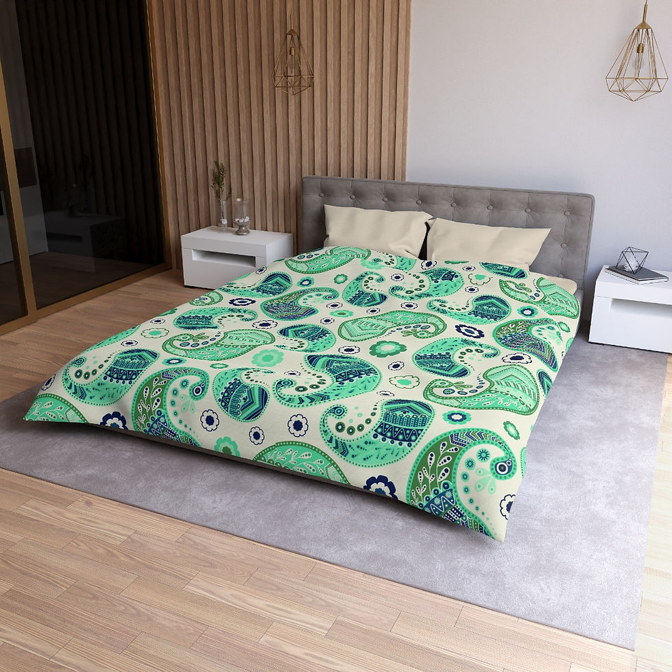Thumbnail: Paisley Green Microfiber Duvet Cover