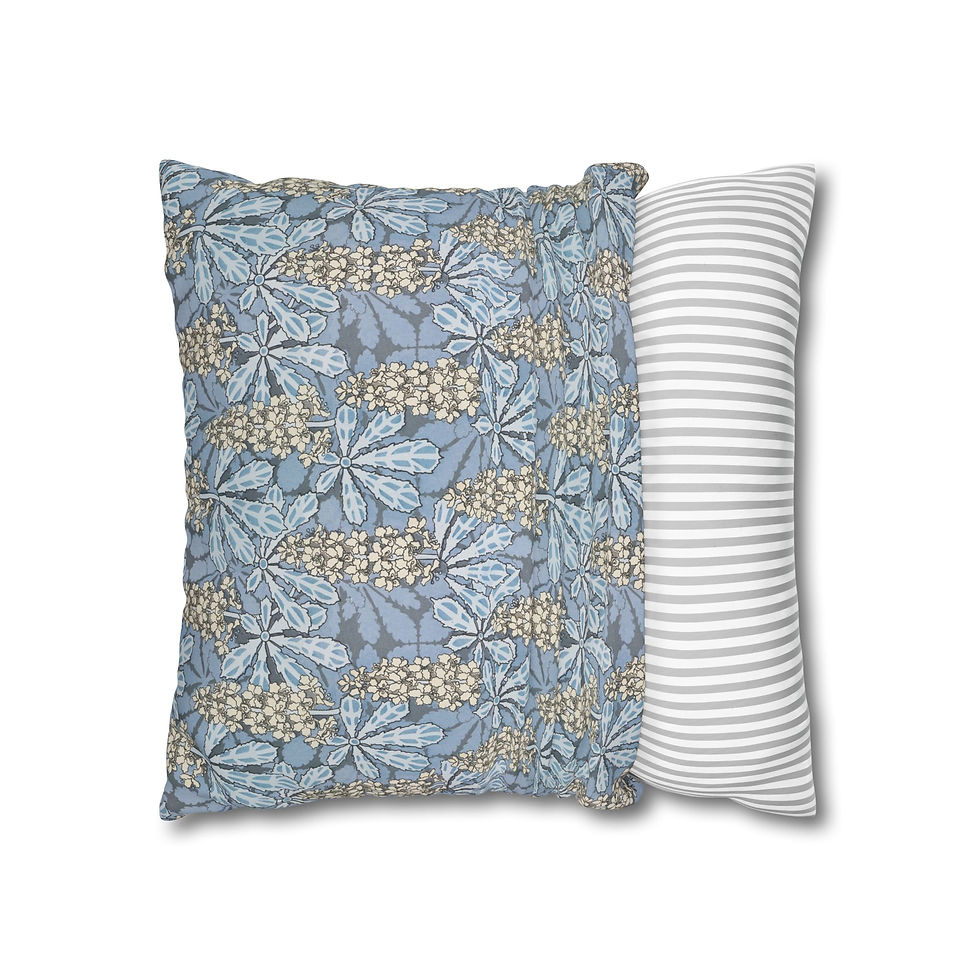 Thumbnail: Blue Floral Square Pillowcase — Botanical Pattern Decorative Throw Pillow Cover