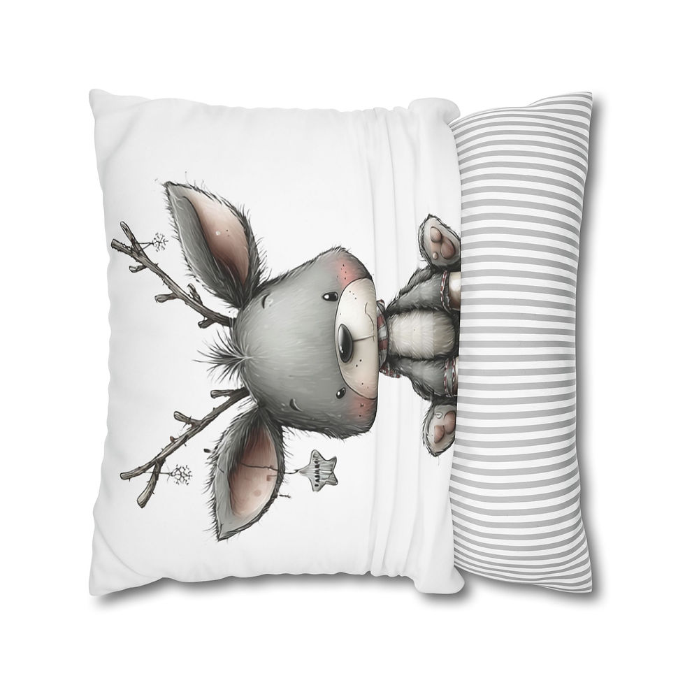 Thumbnail: Cute Reindeer Throw Pillowcase – Holiday Decorative Square Pillow Cover