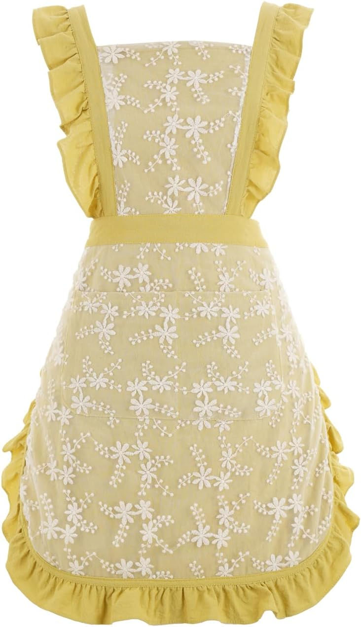 Thumbnail: Floral Pinafore Apron Dress with Pockets for Women