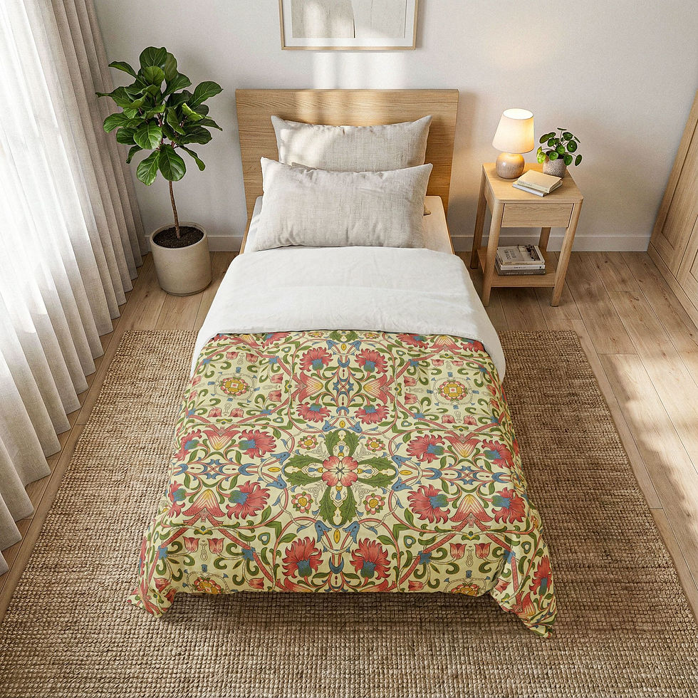 Thumbnail: Floral Medallion Cotton Comforter — Boho Tile Pattern Bedding
