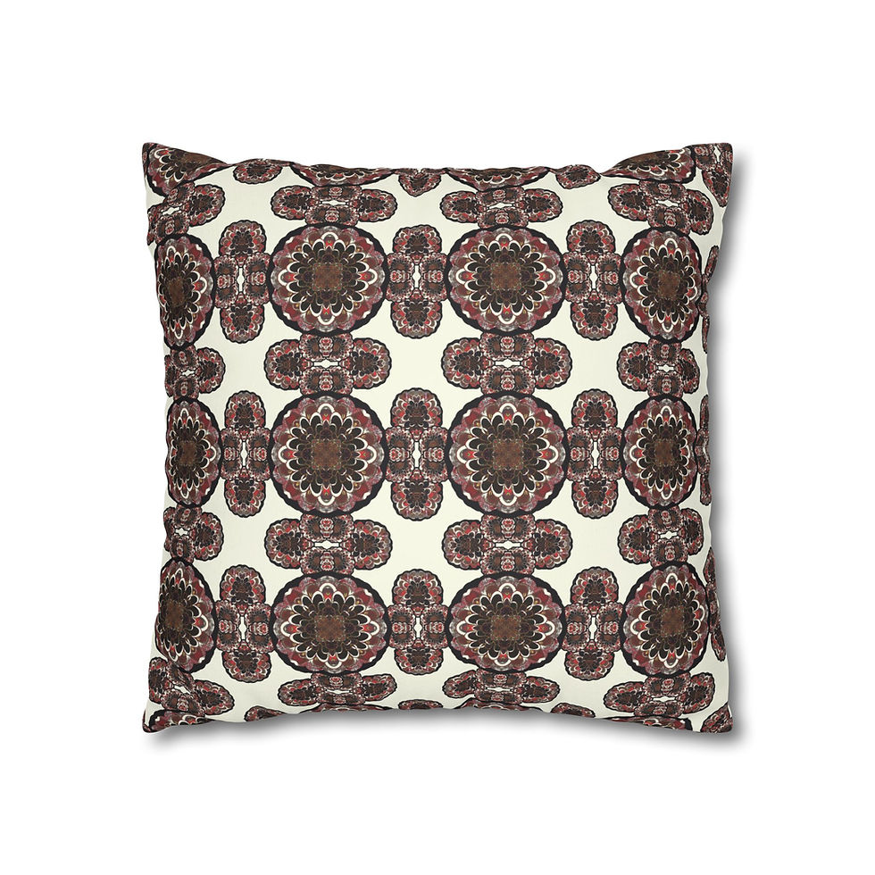 Thumbnail: Boho Mosaic Faux Suede Pillowcase — Earthy Geometric Throw Pillow Cover