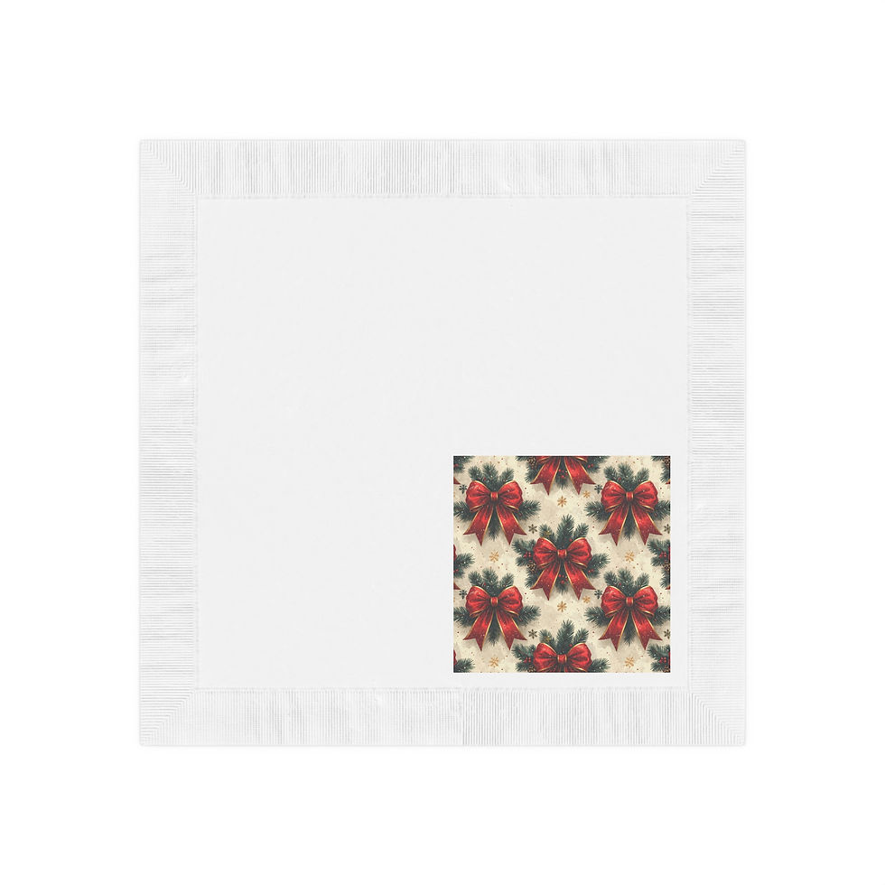 Thumbnail: Christmas Themed Coined Napkins with Red Bows
