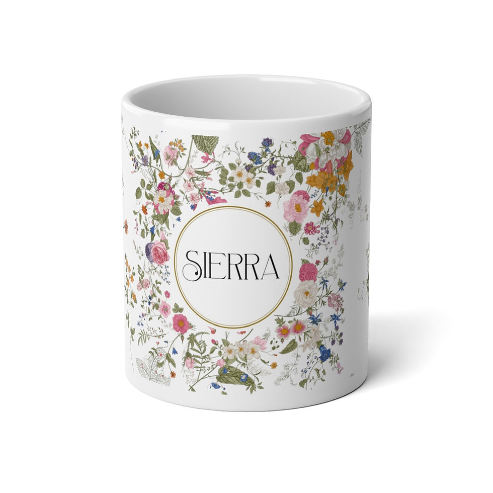 Thumbnail: Personalization Floral Jumbo Mug, 20oz