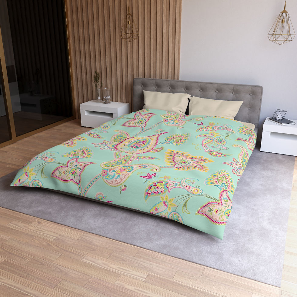 Thumbnail: Pink Paisley Microfiber Duvet Cover - Colorful Floral Bedding