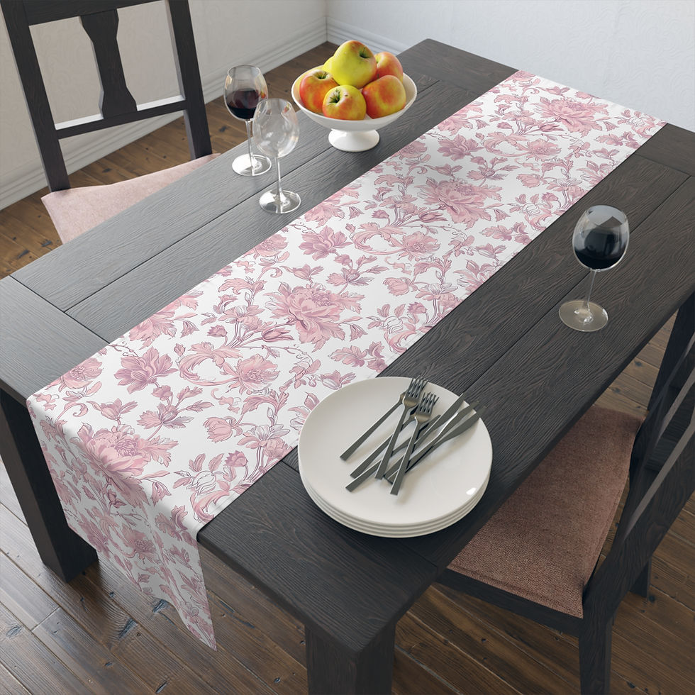 Thumbnail: Pink China Elegant Floral Table Runner | Cotton & Polyester 