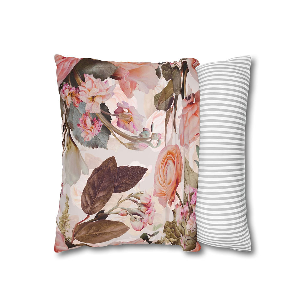 Thumbnail: Ballerina Vintage Rose Square Pillowcase — Pink Botanical Throw Pillow Cover