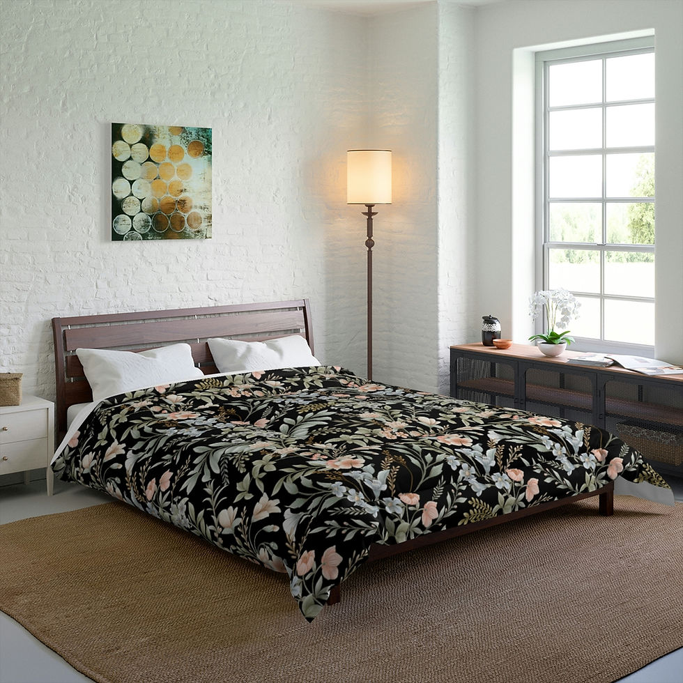 Thumbnail: Delicate Floral (BLK) Comforter