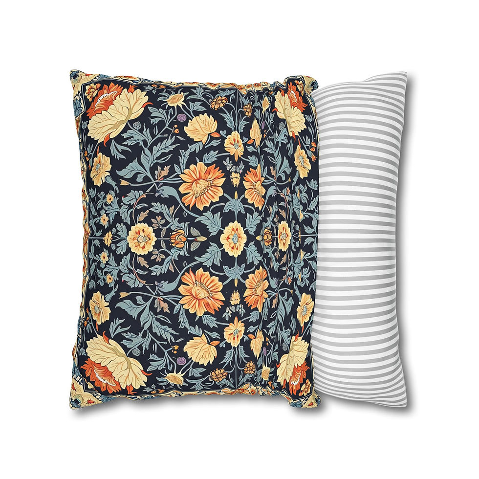 Thumbnail: Vintage Floral Cushion Cover — Navy William Morris Style Square Pillowcase