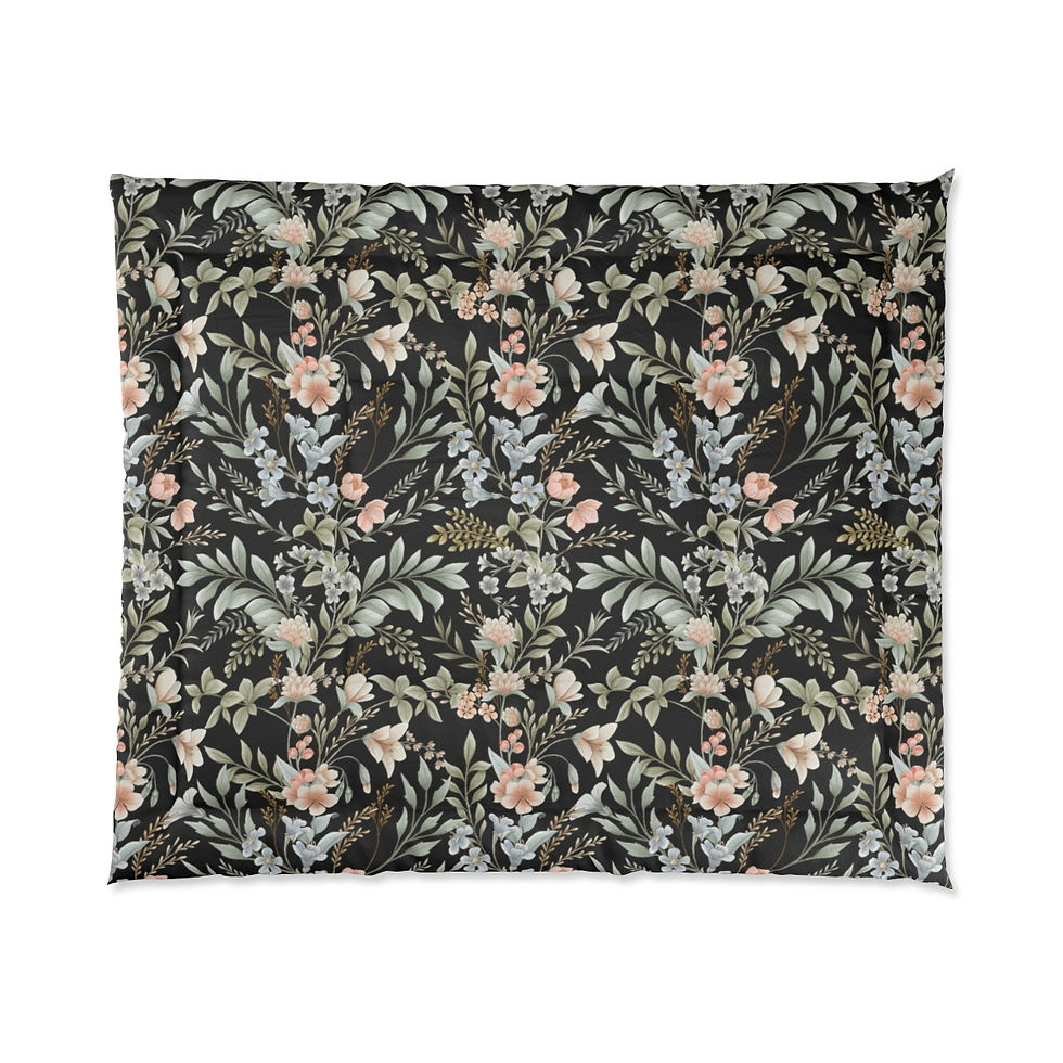 Thumbnail: Delicate Floral (BLK) Comforter