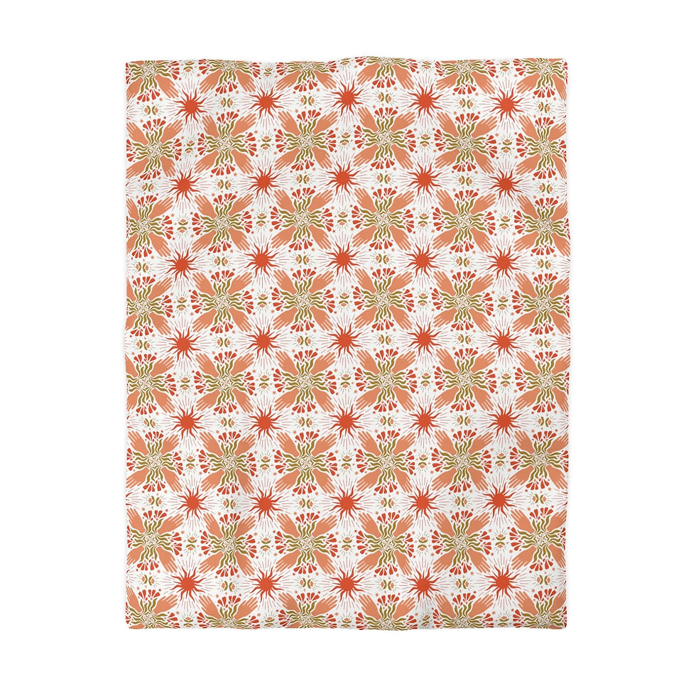 Thumbnail: Hands Flowers (Orange) Microfiber Duvet Cover