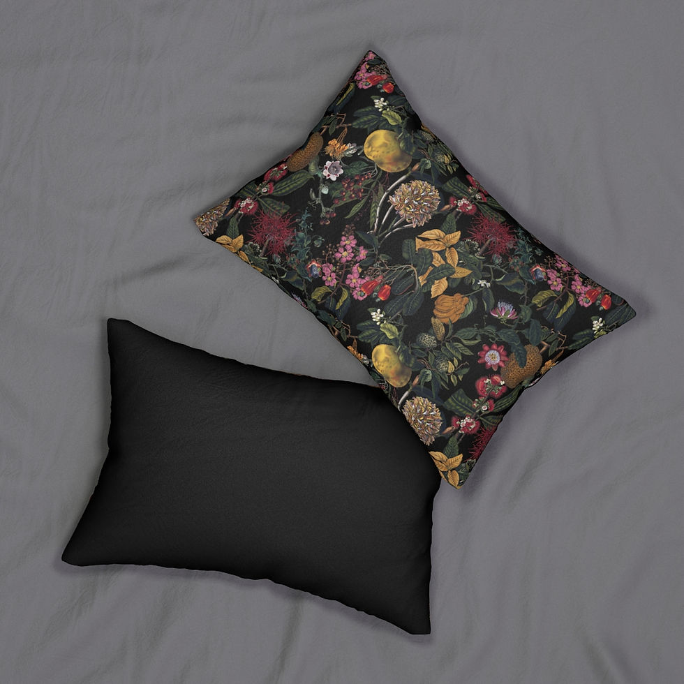 Thumbnail: Exquisite Devotion (Black) Spun Polyester Lumbar Pillow