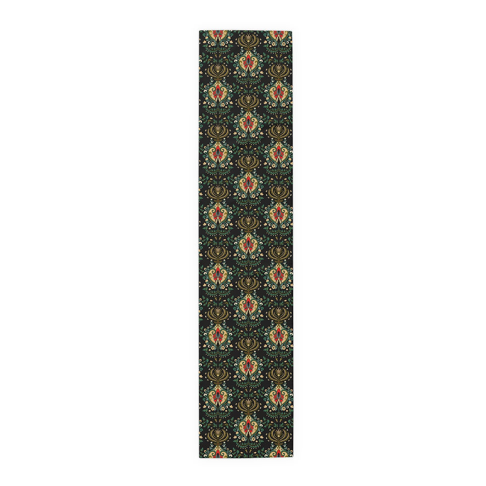 Thumbnail: Black/Floral India Elegant Floral Table Runner for Dining Decor