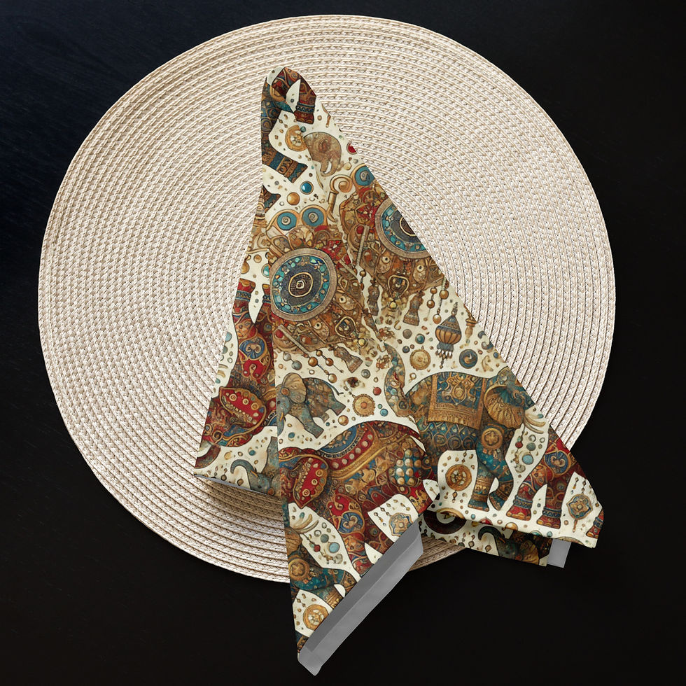 Thumbnail: Golden Elephants Cloth napkin set