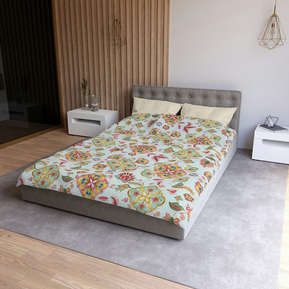 Thumbnail: Blue Indian Flowers Microfiber Duvet Cover