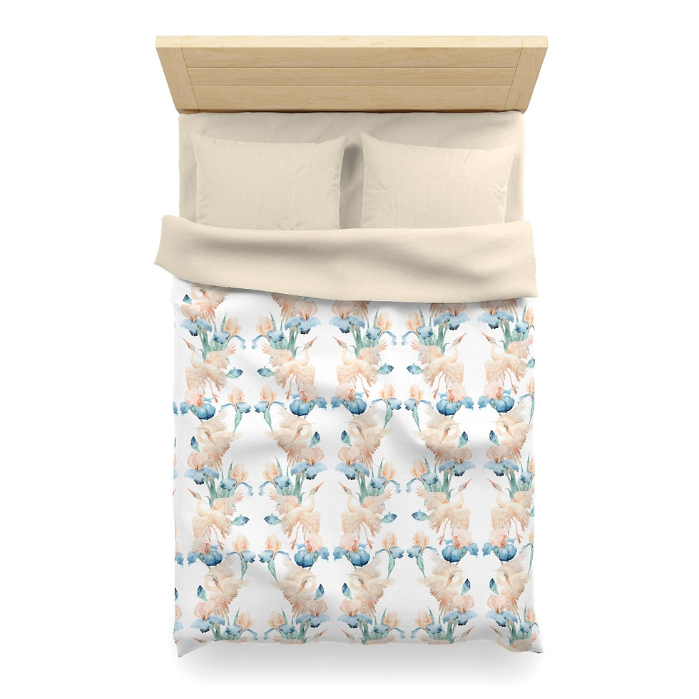 Thumbnail: Watercolor Iris & Swan Dance  and Microfiber Duvet Cover