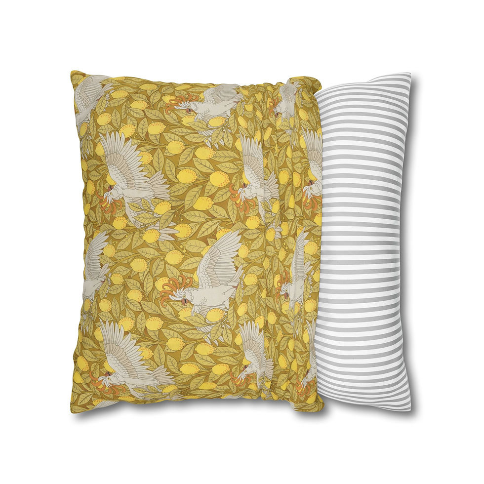 Thumbnail: Yellow Cockatoo Throw Pillow Cover — Tropical Bird Square Pillowcase