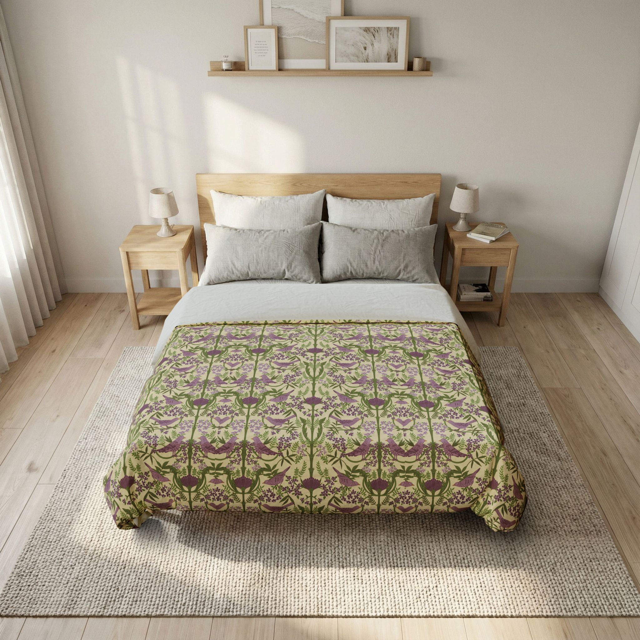 Lavender & Sage Floral Vintage Cotton Duvet Cover 