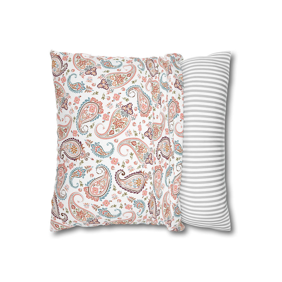 Thumbnail: Paisley Decorative Pillowcase — Floral Boho Square Cushion Cover