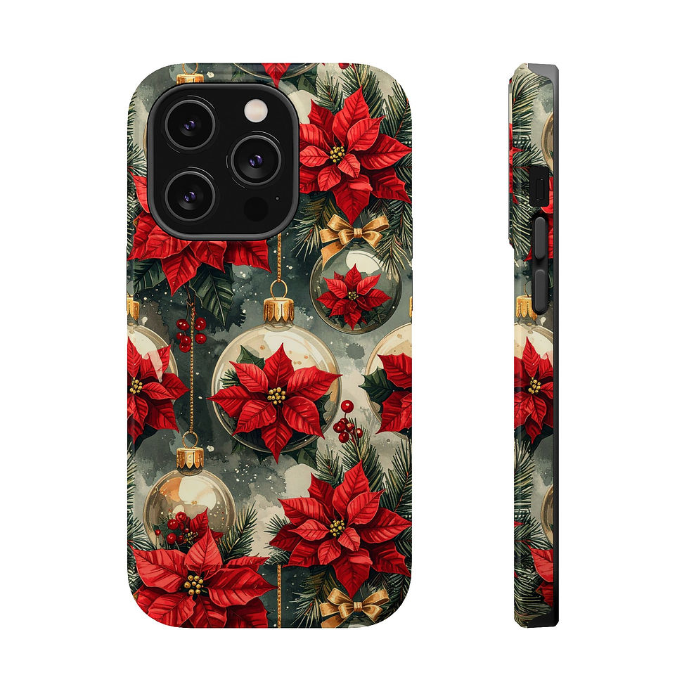 Thumbnail: Holiday Poinsettia Design Magnetic Phone Case - Impact Resistant & Stylish