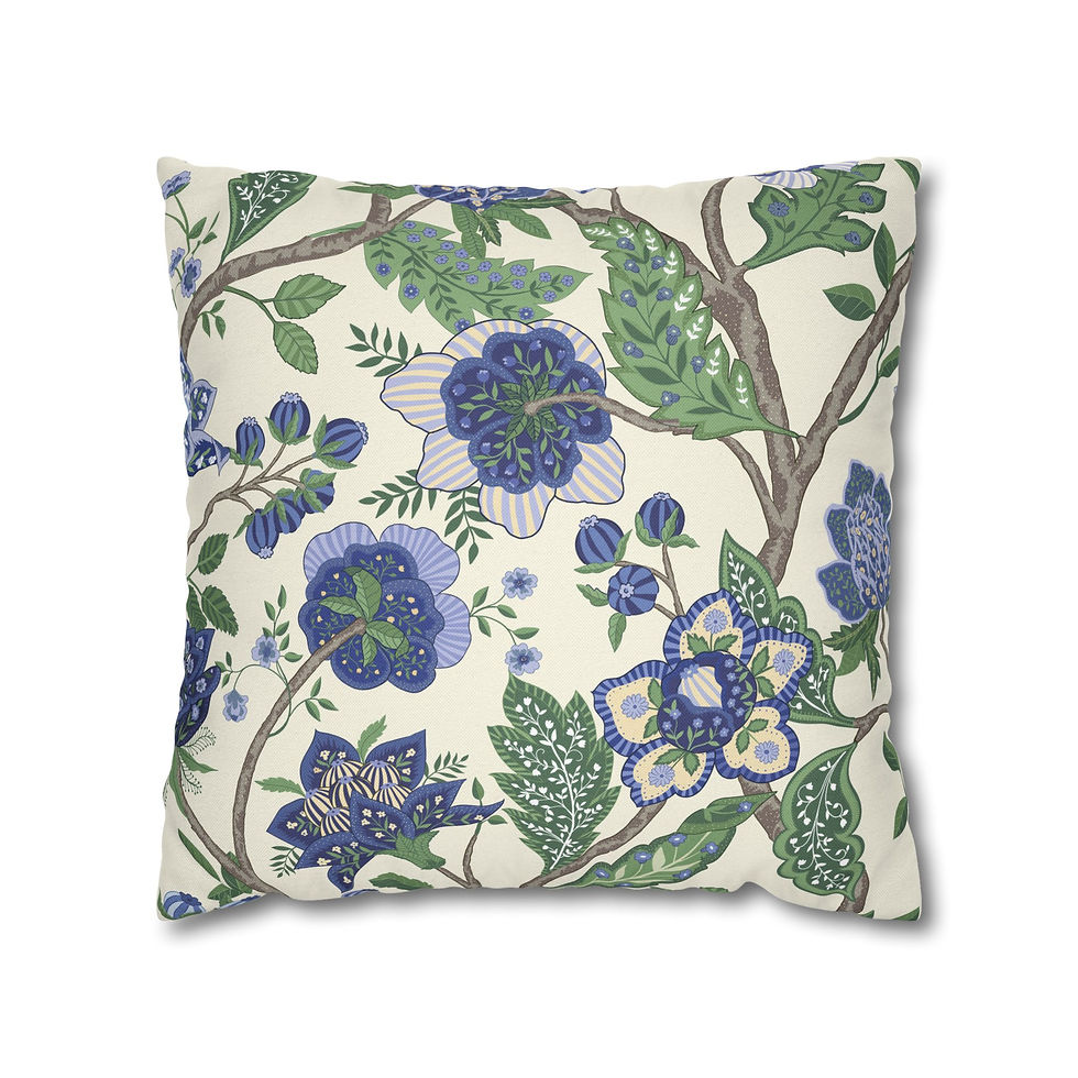 Thumbnail: Mughal Garden (Creme) Spun Polyester Square Pillowcase