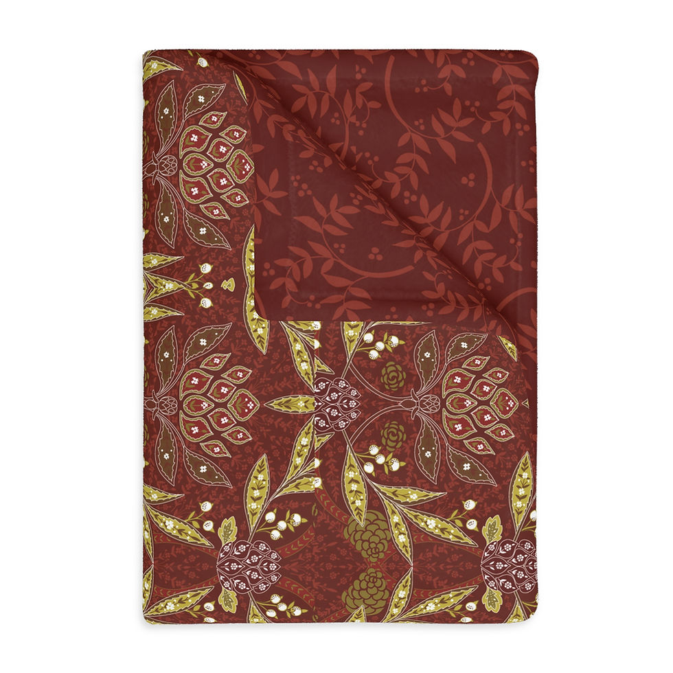 Thumbnail: Wm Morris Christmas Two-Sided Velveteen Microfiber Blanket