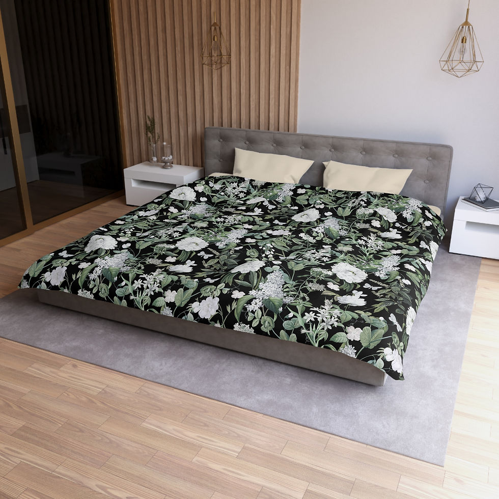 Thumbnail: Lush Green (Black) Microfiber Duvet Cover