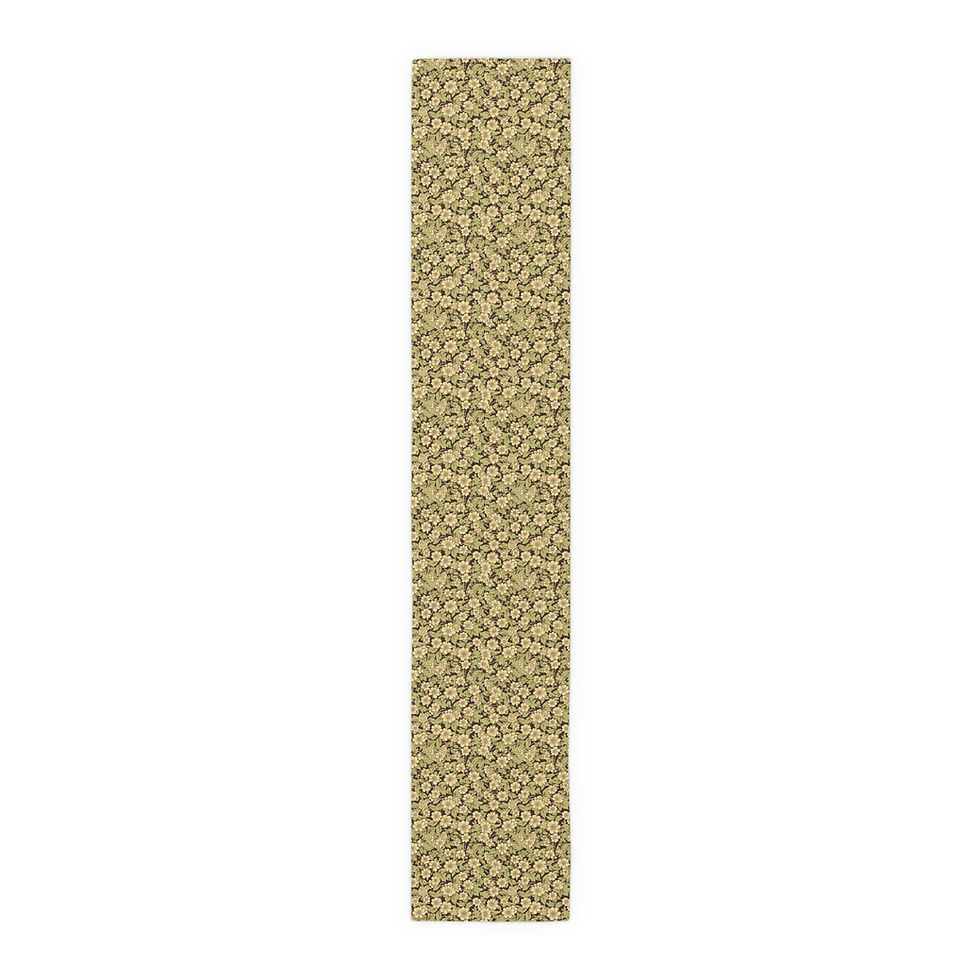 Thumbnail: Vintage Green Floral Table Runner — Cotton/Poly Decorative Dining Accent
