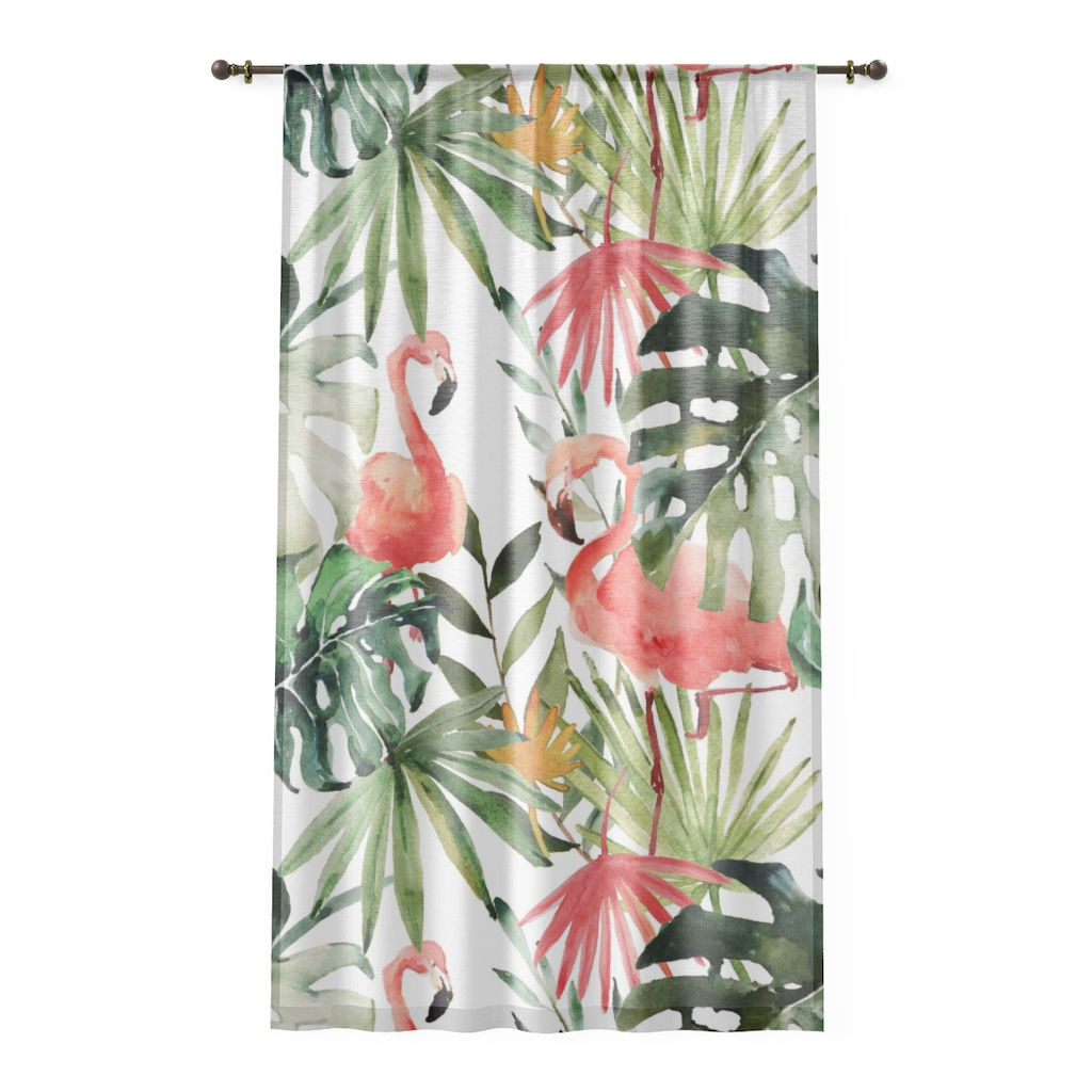 Pink Flamingo Tropicana Window Curtain