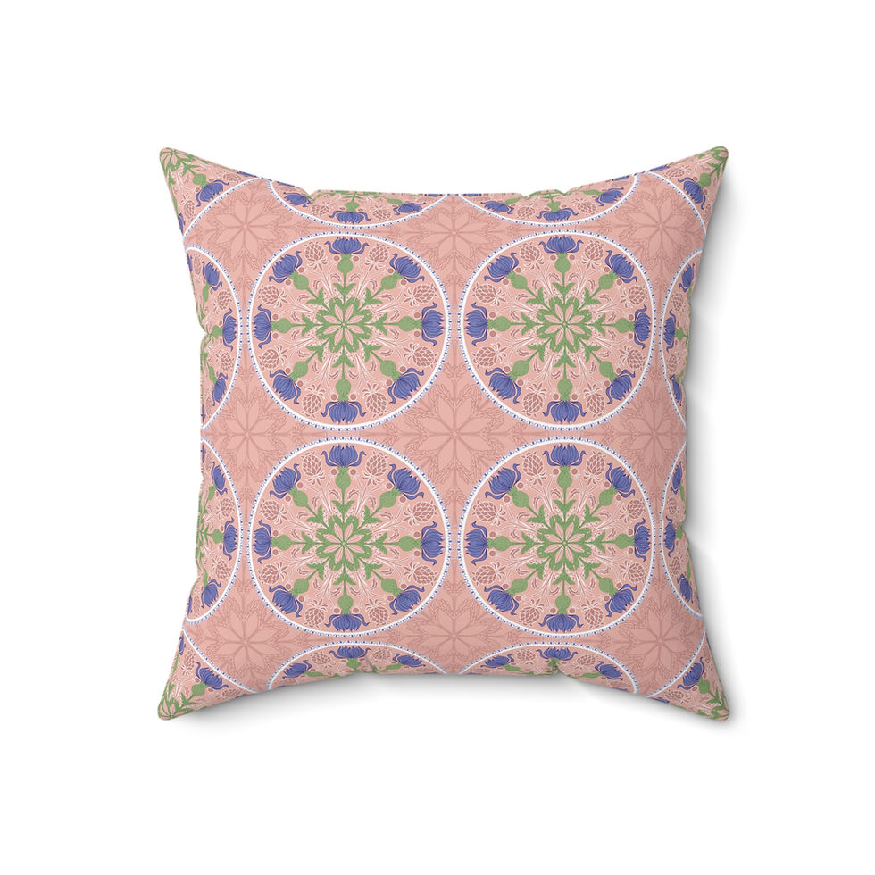 Thumbnail: Boho Floral Square Pillow - Decorative Cushion for Cozy Home Decor