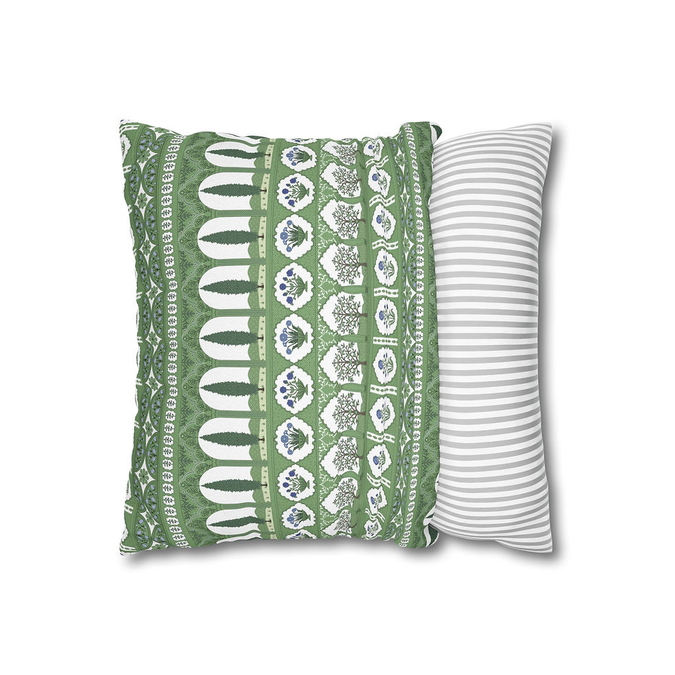 Thumbnail: Mughal Garden (Creme) Spun Polyester Square Pillowcase