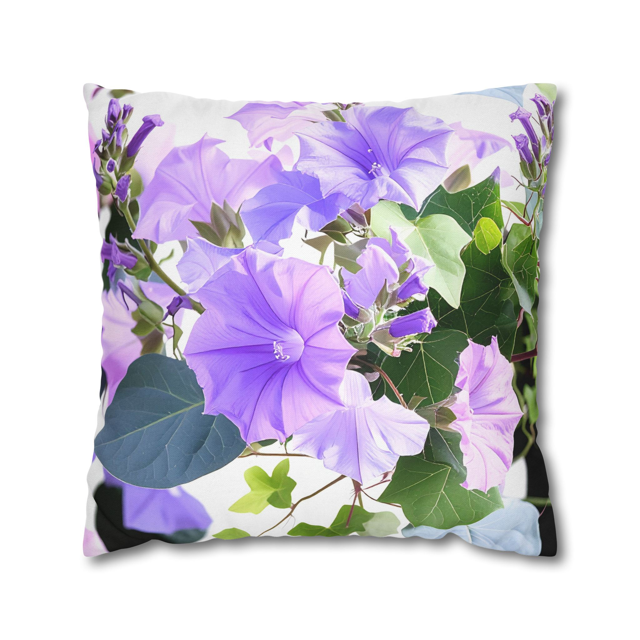 Purple Morning Glory Floral Pillowcase