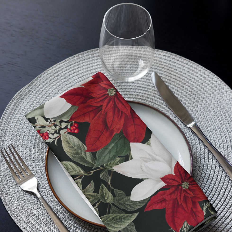 Thumbnail: Holiday Poinsettia Cloth napkin set