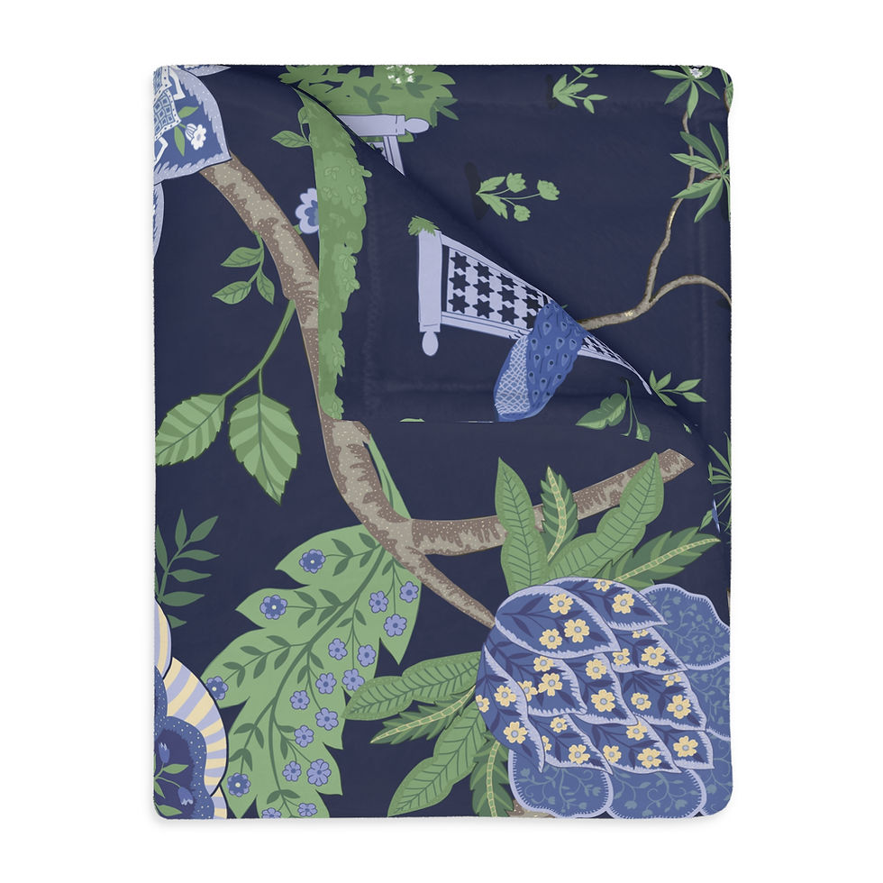 Thumbnail: Mughal Gardens Delights Velveteen Microfiber Blanket (Two-sided print)